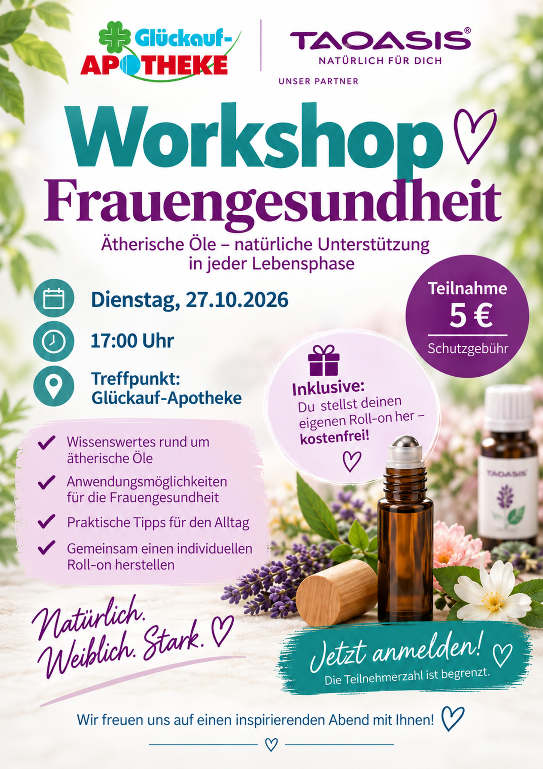 Plakat für den Workshop zum Thema Frauengesundheit, 27.10. 17 Uhr